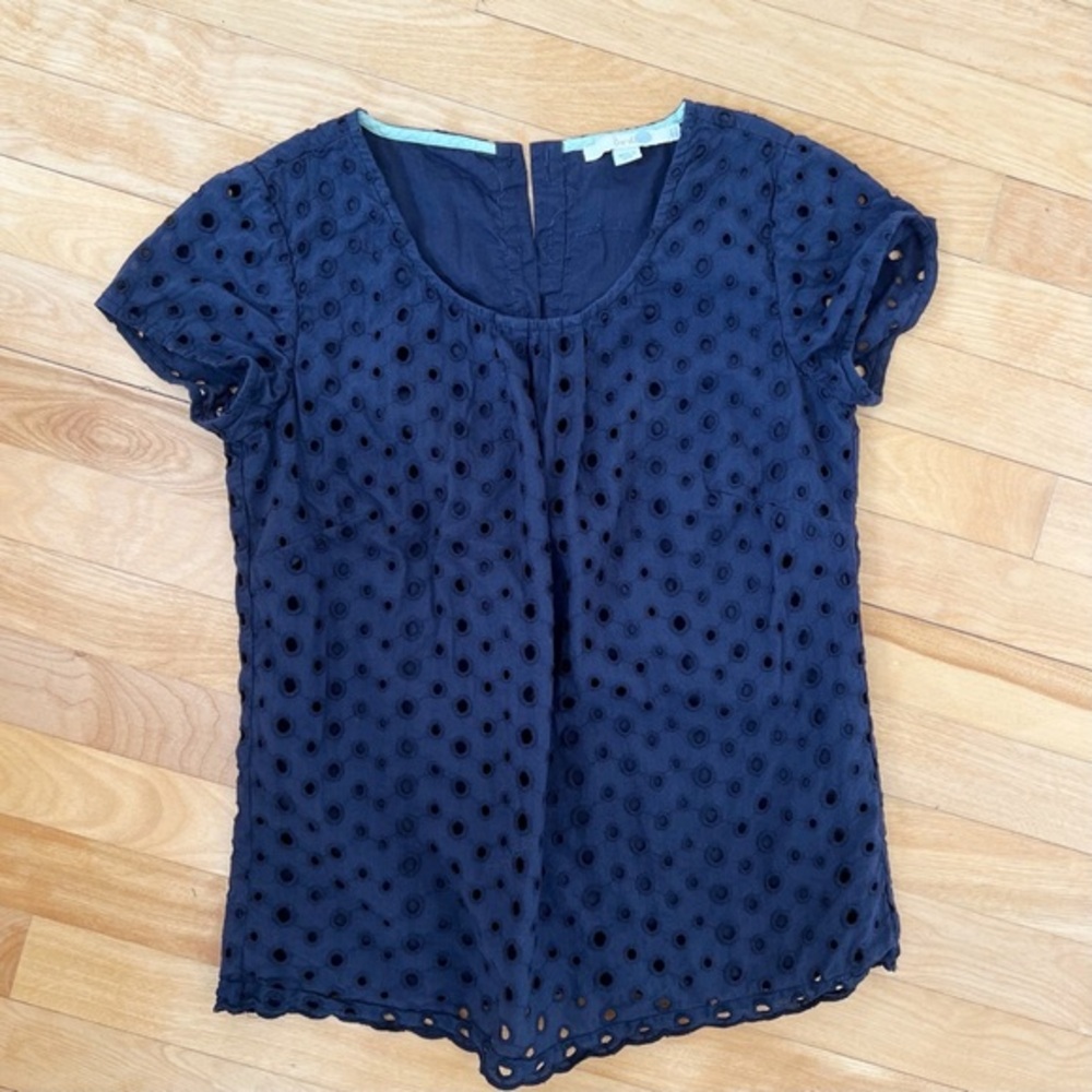 Boden Navy Blue Eyelet Blouse